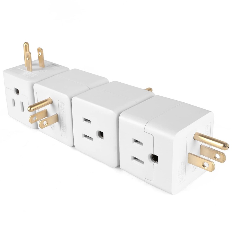 3 Outlet Wall Adapter Cube Tap, UL Listed 3 Prong