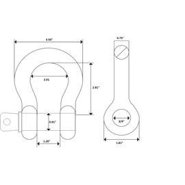 (4 PK, Galv) Bow Shackles 3/4" D ring Shackle Rugged Unbreakable 28.5 Ton (57,000 Lbs) Maximum Break Strength with 7/8'' Pin Bow Screw Heavy Duty D Ring for Jeep Vehicle Recovery. Made by Alfa Wheels