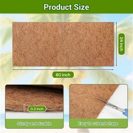 Wesketch Coconut Liners for Planters 24x80 Inch, Natural Coco Liners for Planter Flower Basket, Thick Coco Fiber Mat for Garden Decoration, Hanging Basket, Animal pet pad