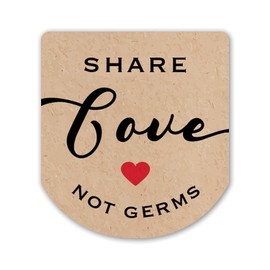 60 Kraft Brown LABELS - Mini Hand Sanitizer Bottle Stickers - Share Love Not Germs, Fits most 1oz and 2oz Bottles, For Birthday Party Baby Shower Bridal Shower Wedding Favor