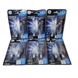 GE Lot of 6 GE Reveal Decorative HD Light 12 Bulb’s PC:48701 40w Clear Finish