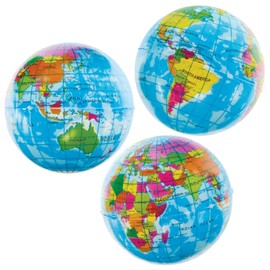 Baker Ross FN050 Globe Squeezy Balls - Pack of 5, Squeezy Stress Ball Party Bag Fillers