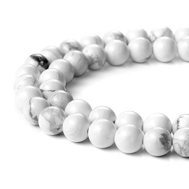 BEADNOVA 10mm Natural White Howlite Gemstone Round Loose Beads for Jewelry Making (38-40pcs)