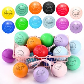 Meooeck Inspirational Christian Stress Balls Bulk Motivational Words with Bible Verse Balls Colorful Fidget Stress Relief Decor Church Holy Week Religious Gifts for Mom Dad Women Men (Round, 36)