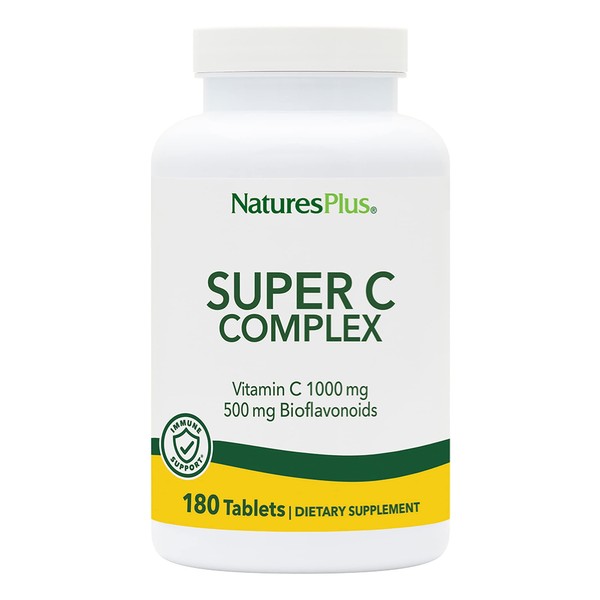 NaturesPlus Super C Complex - 1000 mg, 180 Vegetarian Tablets - High Potency Vitamin C - Fast Acting - Gluten-Free - 180 Servings