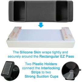 Silicone Skin for The New Rectangular EZ Pass with Interlocking Strips (NJ, PA). Includes Strong Suction Cups, Plastic Holders and Interlocking Strips