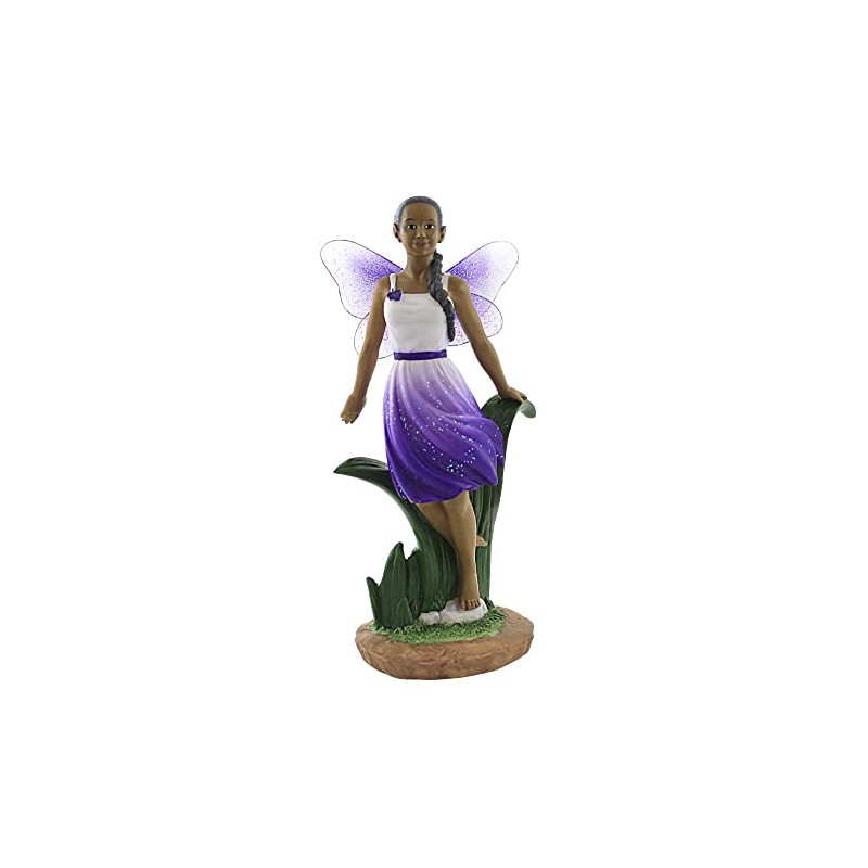 United Treasures Ebony 9.5" Fairy Flying in Purple Figurine, Hand-Painted