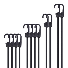 VirtuGro Bungee Cords with Hooks Pack of 12, Heavy Duty Bungee Straps with Hooks Weatherproof & UV-Resistant Elastic Bungee Cords for Tarps Luggage Camping Tents Transport Garden Furniture Kayak