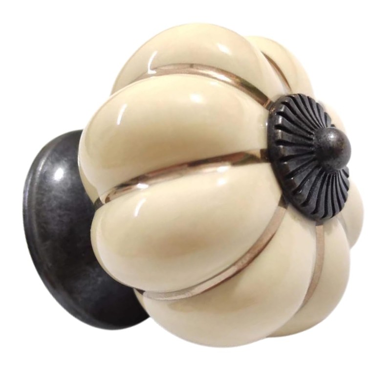 Wannianmu 5 Pack Vintage Ceramic Pumpkin Cabinet Knobs, Kitchen Cabinet