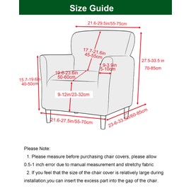 CRFATOP Stretch Mid Century Modern Armchair Slipcover 1-Piece Solid Accent Chair Covers with Arms Soft Waterproof Chair Slipcovers for Living Room Furniture Protector Office Reception Reading,A02
