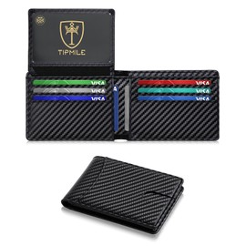 Tipmile Wallet for Men Slim RFID Blocking Credit Card Holder, Minimalist Men Wallets 12 Cards with 2 ID Windows & Cash Slot, Bifold Front Pocket Wallet Gifts for Men