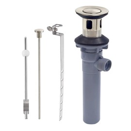 Pop-up Sink Drain Stopper with Lift Rod - Universal Bathroom Sink Drain Kit for Lavatory & Vanity Sink with Overflow, Fit Most US Drains (Brushed Nickel)