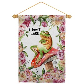 Dont Care Toad Garden Flag Set Wood Dowel Animals Critter Bee Ladybug Animal Pet Nature Creature Small Decorative Gift Yard House Banner Made In USA 13 X 18.5
