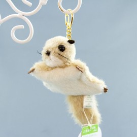 Flying Squirrel Keychain Beige