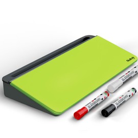 Chalkola Neon Green Glass Desktop Whiteboard with Storage - Dry Erase Board, Work Desk Organizers, Computer Keyboard Stand, Home Office Desk Accessories, Workspace Desktop Buddy + 3 Markers