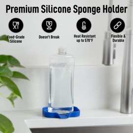 Zulay Kitchen Small Silicone Sponge Holder (4.9x3.3”) – Space-Saving Sink Organizer Tray for Sponge, Soap, Brush & More – Compact Non-Slip Dish for Kitchen & Bathroom (Turkish Sea)