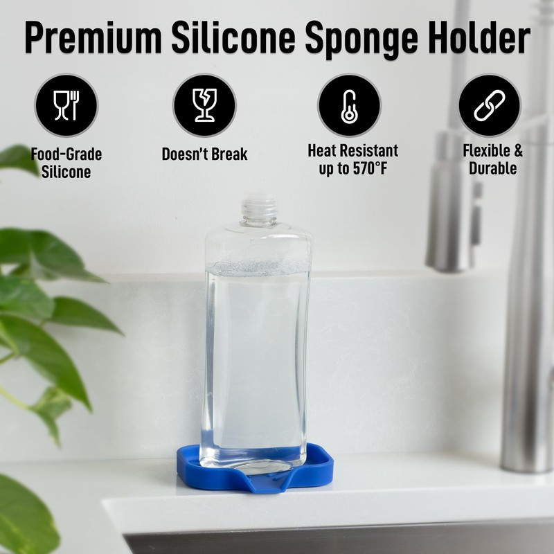 Zulay Kitchen Small Silicone Sponge Holder (4.9x3.3”) – Space-Saving Sink