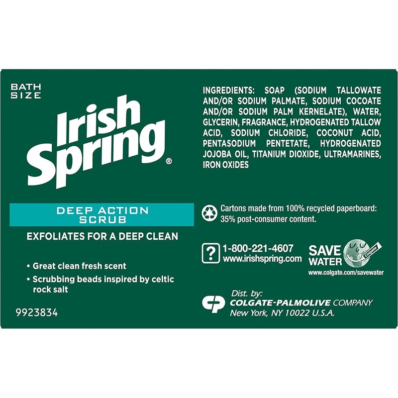 Irish Spring Deep Action Smoothening,Moisturizing,Exfoliating Scrub Bar Soap 3 Pack