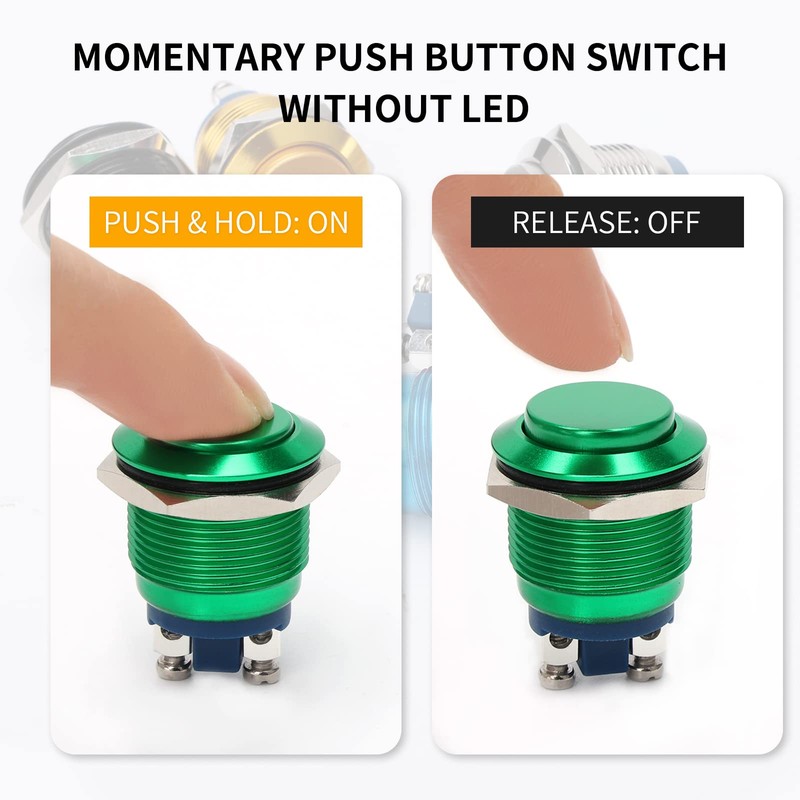 STARELO 19MM 3/4" Momentary Push Button Switch High Round 250V