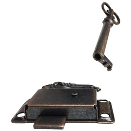 OMYZERO 2 Sets Skeleton Key Lock Decorative Antique Cabinet Lock with Key for Chest Cupboard Furniture Office Desk/Jewelry Box/Cabinet/Cupboard(Copper)