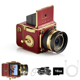 EJXHKNF Vintage Digital Camera, 64MP 2.7K Retro Point and Shoot Camera with Autofocus, 2" IPS Waist-Level Screen & 16GB TF Card, 16X Zoom Compact Photography Camera for Beginners Kids Red