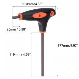 TOP-VIGOR 1Pcs 6mm Hex Key T-Handle, T Bar Dual End Wrench Spanner Allen Key for Home Repair and Mechanical Maintenance, Metric S2 Steel