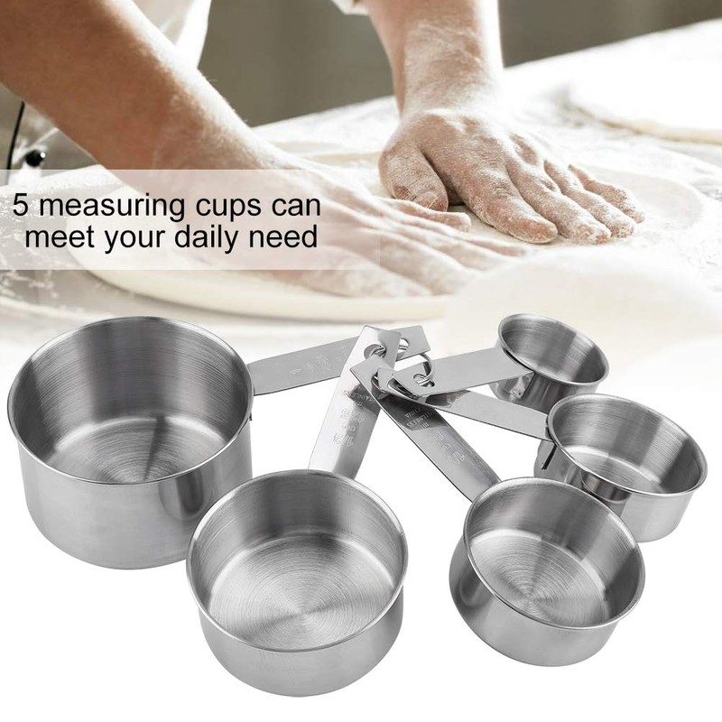 Measuring Cups and Spoons Set 5 Pcs, Stainless Steel Measuring