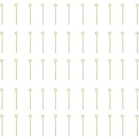 Shapenty 320PCS Mini Metal Open Eye Pin Head Eyepins for Earring Pendant Beading Jewelry Finding Making Beaded Chain Connector DIY Craft (Gold, 35mm)