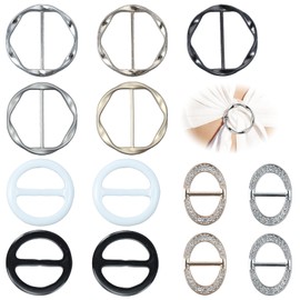 13pcs Scarf Ring, Shirt Clips for Women Clothing, T-shirt Tie Clip for Women, Clothes Corner Knotted Button, Silk Scarf Clips in Different Sizes and Colors
