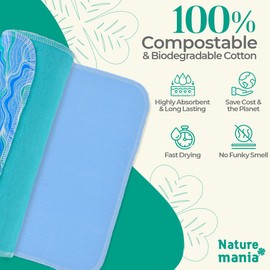 Naturemania Value - Paquete de 24 toallas de papel reutilizables - Toallas de papel sin papel azul