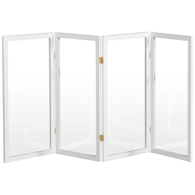 3 ft. Short Clear Plastic Partition White 4 Panel