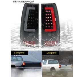 MOCW Updated LED Tail Light Assembly for 2003 2004 2005 2006 Chevy Silverado 1500 2500 3500 GMC Sierra 1500 2500HD 3500,Smoke Black LED Rear Brake Lamps,Driver & Passenger Side