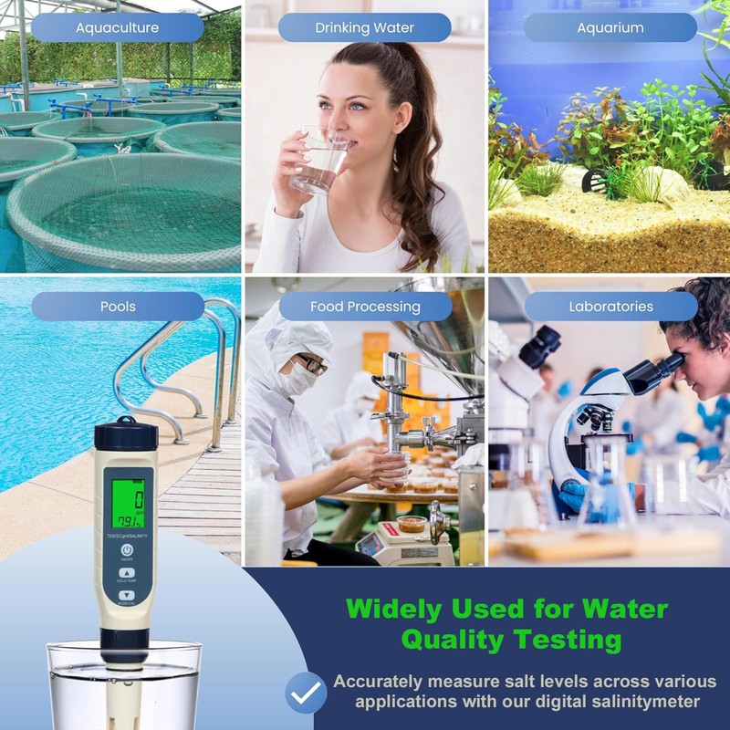 Pool Salt Tester & PH Meter - 5-in-1 Digital TDS
