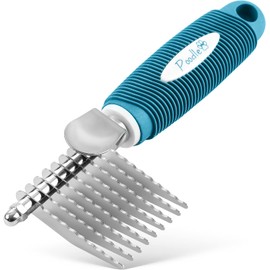 Poodle Pet Dematting Comb + Detangling Comb Blue Bundle
