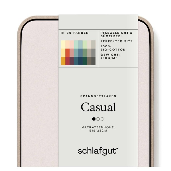 Schlafgut Casual Fitted Sheet, 140 x 200 cm to 160