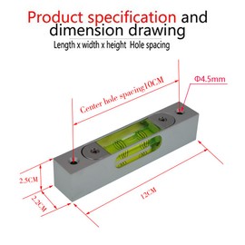 High precision aluminum alloy metal adjustable level bubble small square bar luminous magnetic length 120 hole pitch 100MM