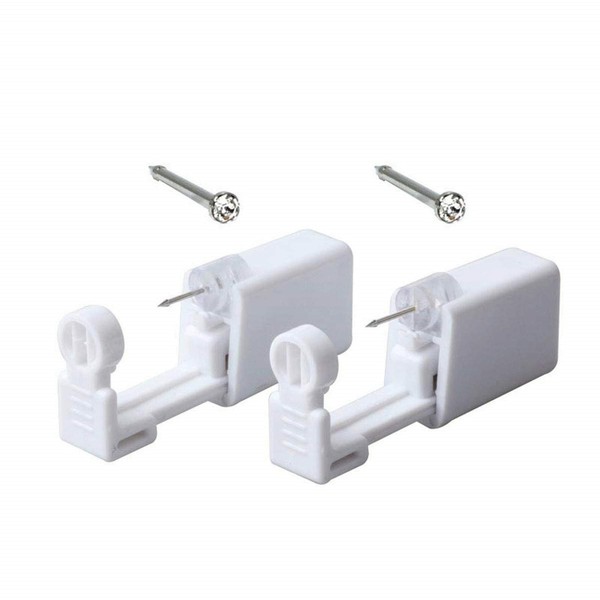 XUKEKOY 2 Pack Safety Self Piercing Gun Kit with Stud for Ear Nose, Painless (White)