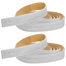 2 Rolls Flower Caulk Strip Wallpaper Borders 3D Embossed Pattern Waterproof Self Adhesive Molding Peel and Stick Wallpaper Border, Floor Molding & Trim (90X1.6 inch) Foam Wallpaper Border