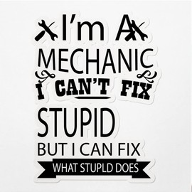 Decal Stickers of I'm A Mechanic I Can't Fix Stupid Premium Indoor (No Waterproof) Vinyl Decal Stickers for Laptop Phone Accessory Helmet Car Window Mug Tuber Cup Door Wall Decoration NVCVER3g2480bBL
