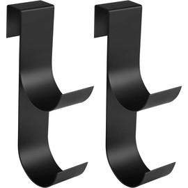 2 Count Pool Fence Hooks for Pool Equipment- White Heavy Duty Fence Hooks for Pool Poles- Slipe-on Fence Hanger for Pool Hose Pool Skimmer, Fit 3/4 Inch to 1-1/4 inch Railing Organiser Hangable - Color: Black-2Pcs