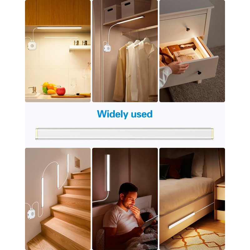 ALITOVE 5 V LED Cabinet Lighting 3 Packs Linkable Under-Unit