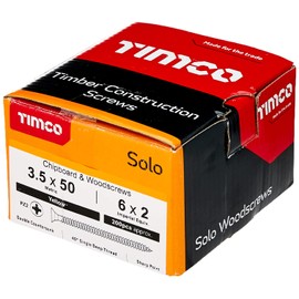 TIMCO Solo Chipboard & Woodscrews - Gold - 3.5 x 50 - Box of 200 - A single thread woodscrew mainly used in various types of timber and man-made boards or into masonry with the use of plastic plug
