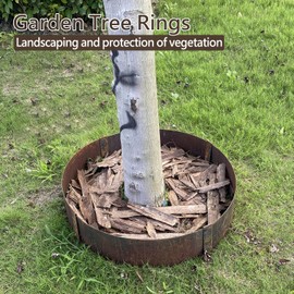 BUYYAH Cor-Ten Steel Landscape Edging with Rust Patina Finish, Pre-Rusted Cor-Ten Circular Tree Ring Edging Kit, 5 FT Diameter, 8 in Tall- Round Design - No Manual Bending Required