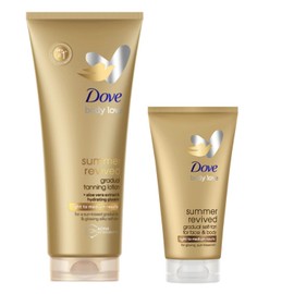 Dove Summer Revived Gradual Self-Tanning Lotion for Face and Body, Light to Medium Natural Tan, Non-Sticky Feel, Suitable for All Skin Types, 2-Pack 200 ml + 75 ml – 275 ml Total