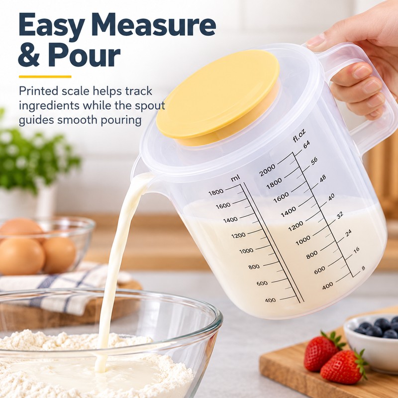 2.5L Measuring Mixing Bowl with Lid for Baking – Transparent