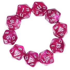 10PCs D20 Polyhedral Dice Set 22mm for DND RPG MTG Dungeons and Dragons Dice (Pink)