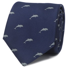 MENDEPOT - Corbata con diseño de animales con caja de regalo, corbata de regalo de cumpleaños para el día del padre, Delfín, Medium