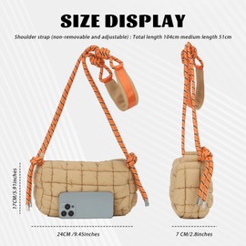 Fecialy Quilted Puffer Bag for Women Quilted Shoulder Bag Lightweight Nylon Shoulder Bag Puff Padding Handbags, khaki