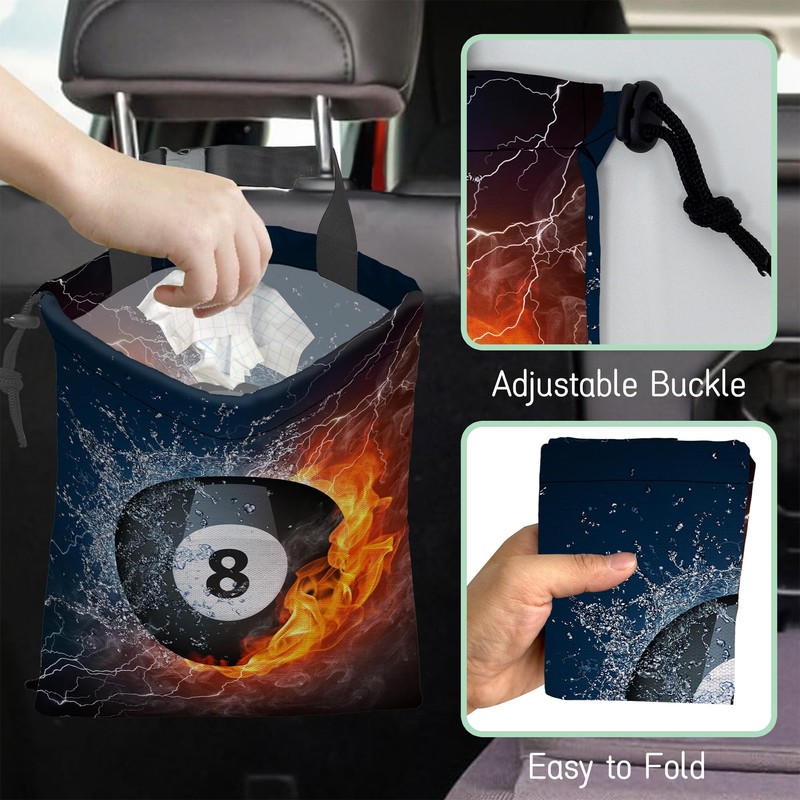 NHNXHWIA Billiards Ball Car Garbage Bag,Waterproof Small Car Trash Bag