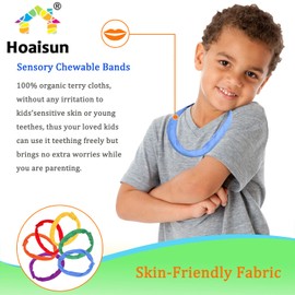 Hoaisun Chew Necklaces for Sensory Kids, Cloth Fabric Necklace Oral Toys for Boys Girls Alternative to Chewing, Terry Absorbent Chewy Toy Autism for ADHD SPD Fidgeting 6 Pack